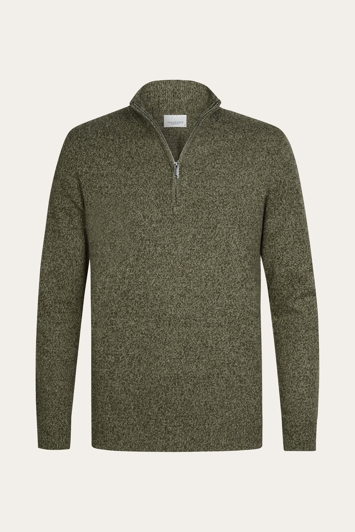 Groene two-tone wollen half zip