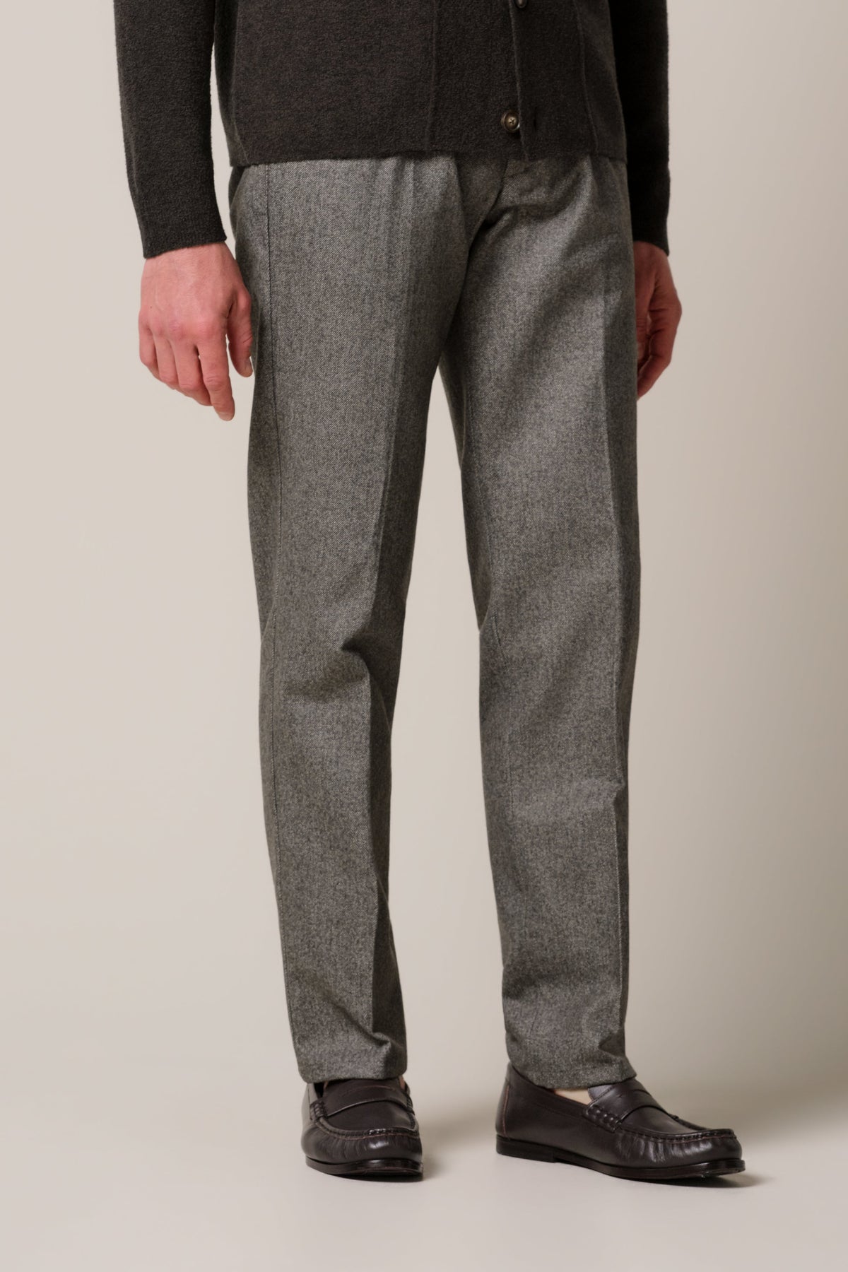 Taupe katoen wol chino