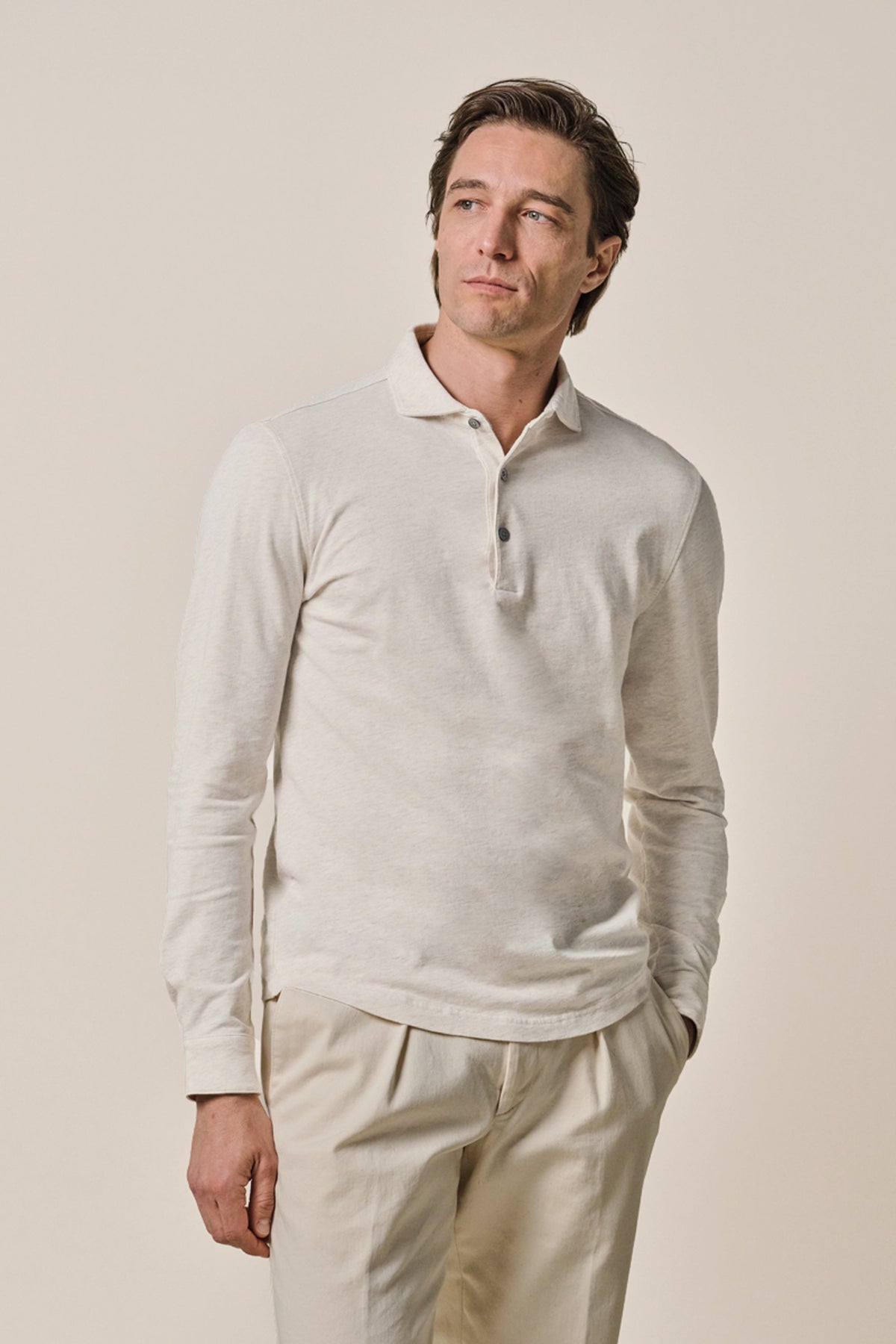 Beige single jersey polo