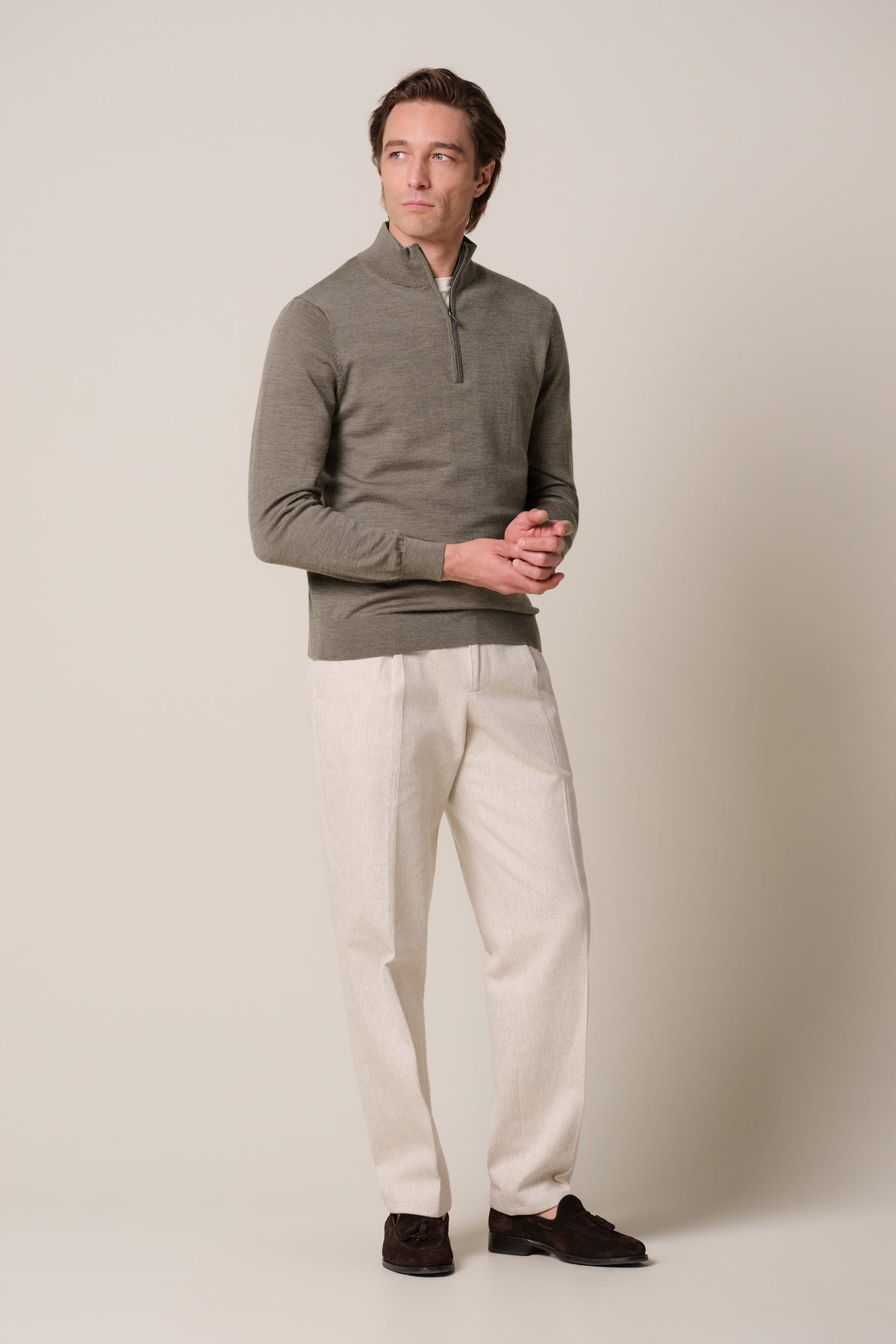 Bruine merino half zip