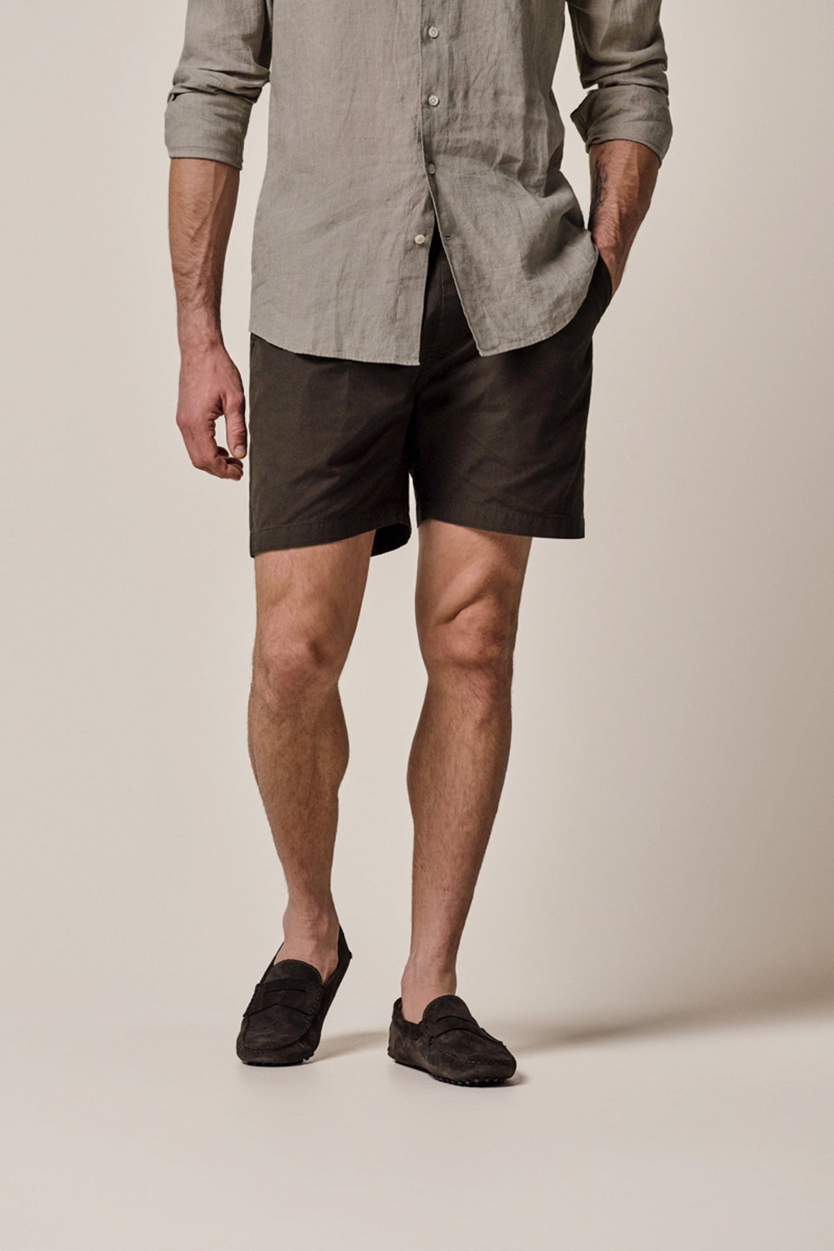 Donkerbruine Antique dye shorts