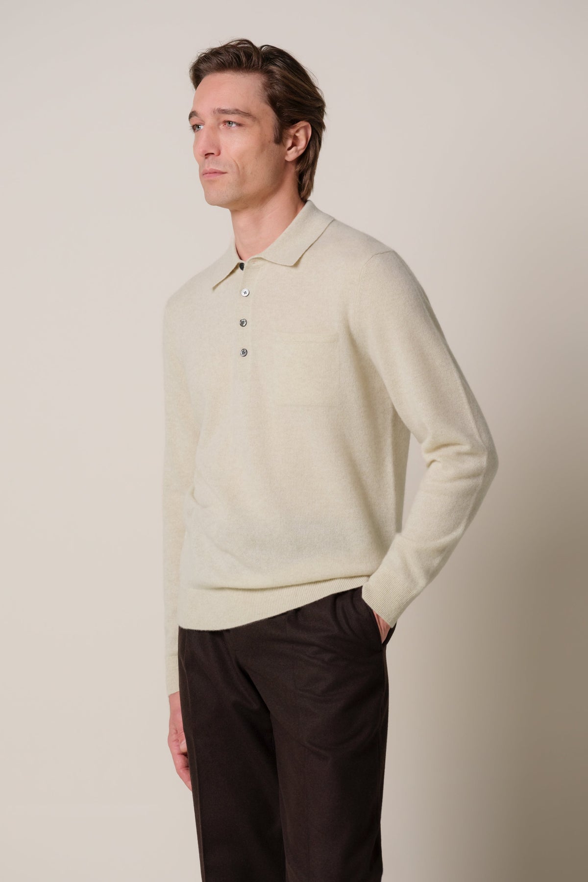 Zand cashmere polo