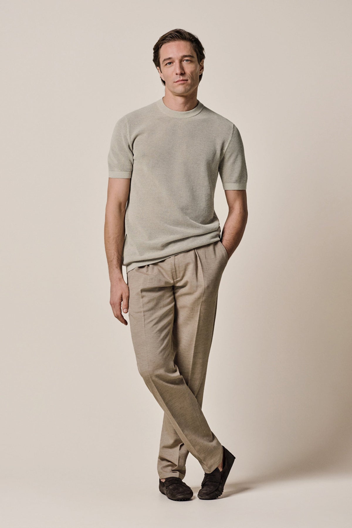 Beige structured Aero Ease T-shirt