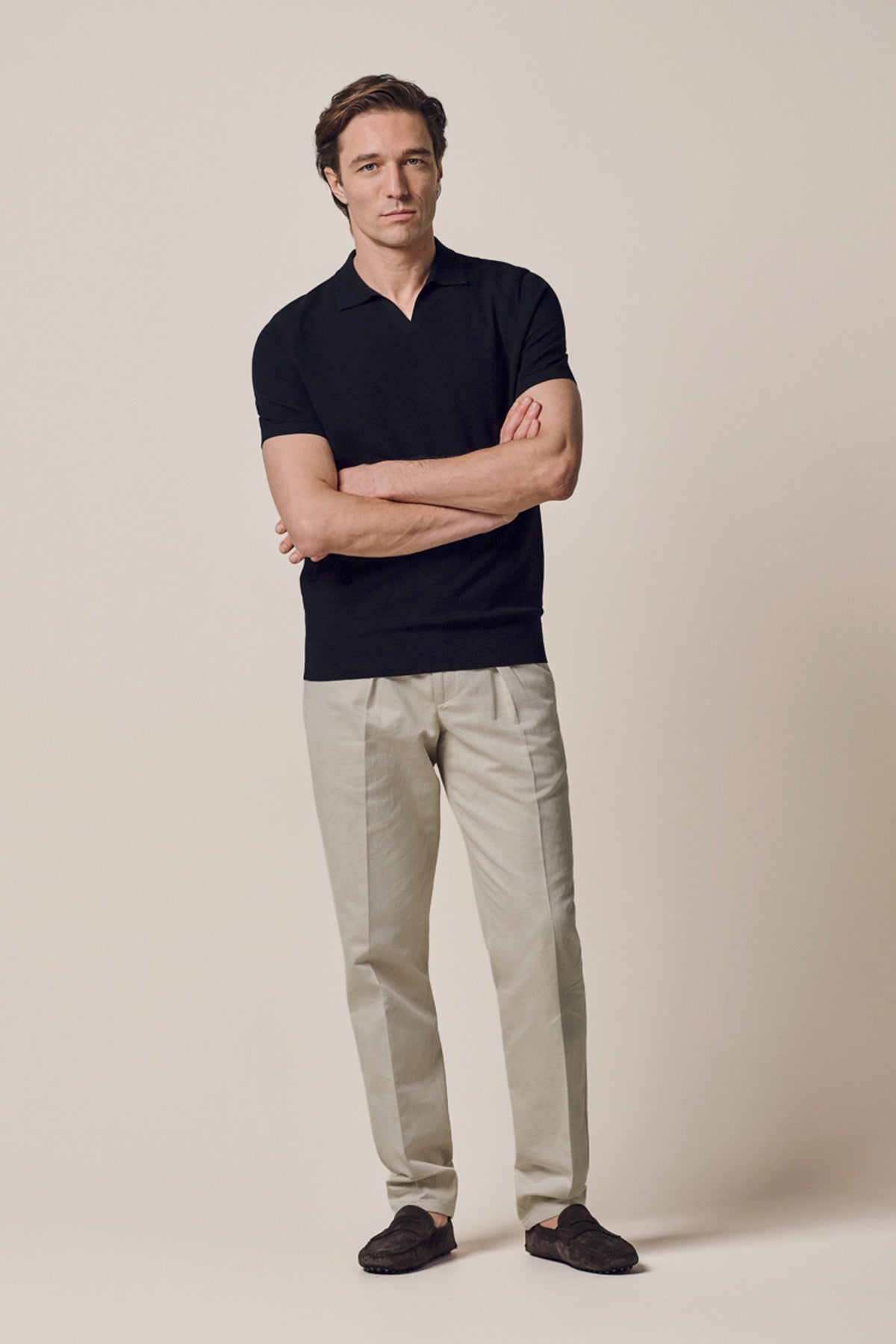 Navy Luxury Basic open kraag polo