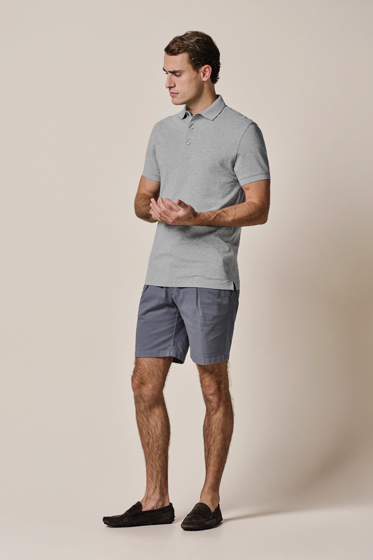 Grijs stretch piqué polo