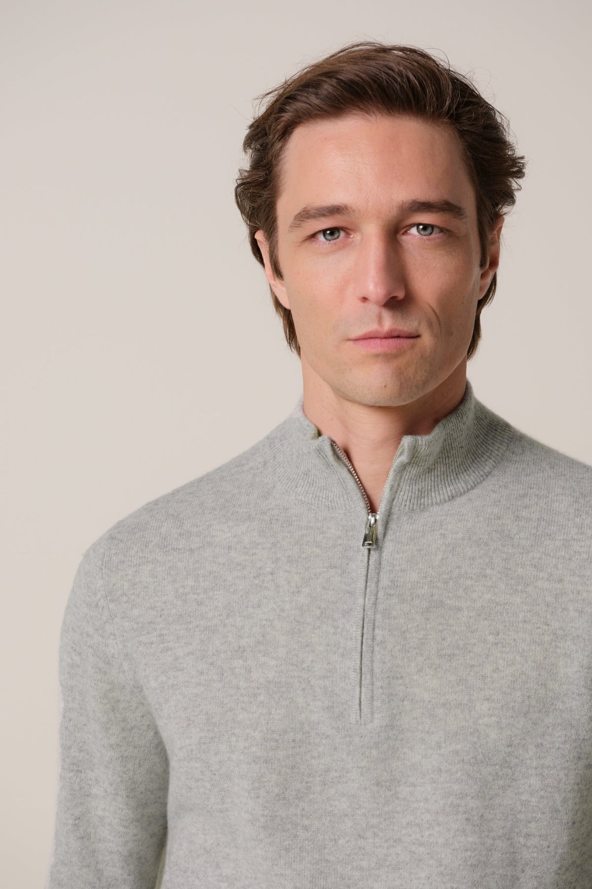 Grijze cashmere half zip