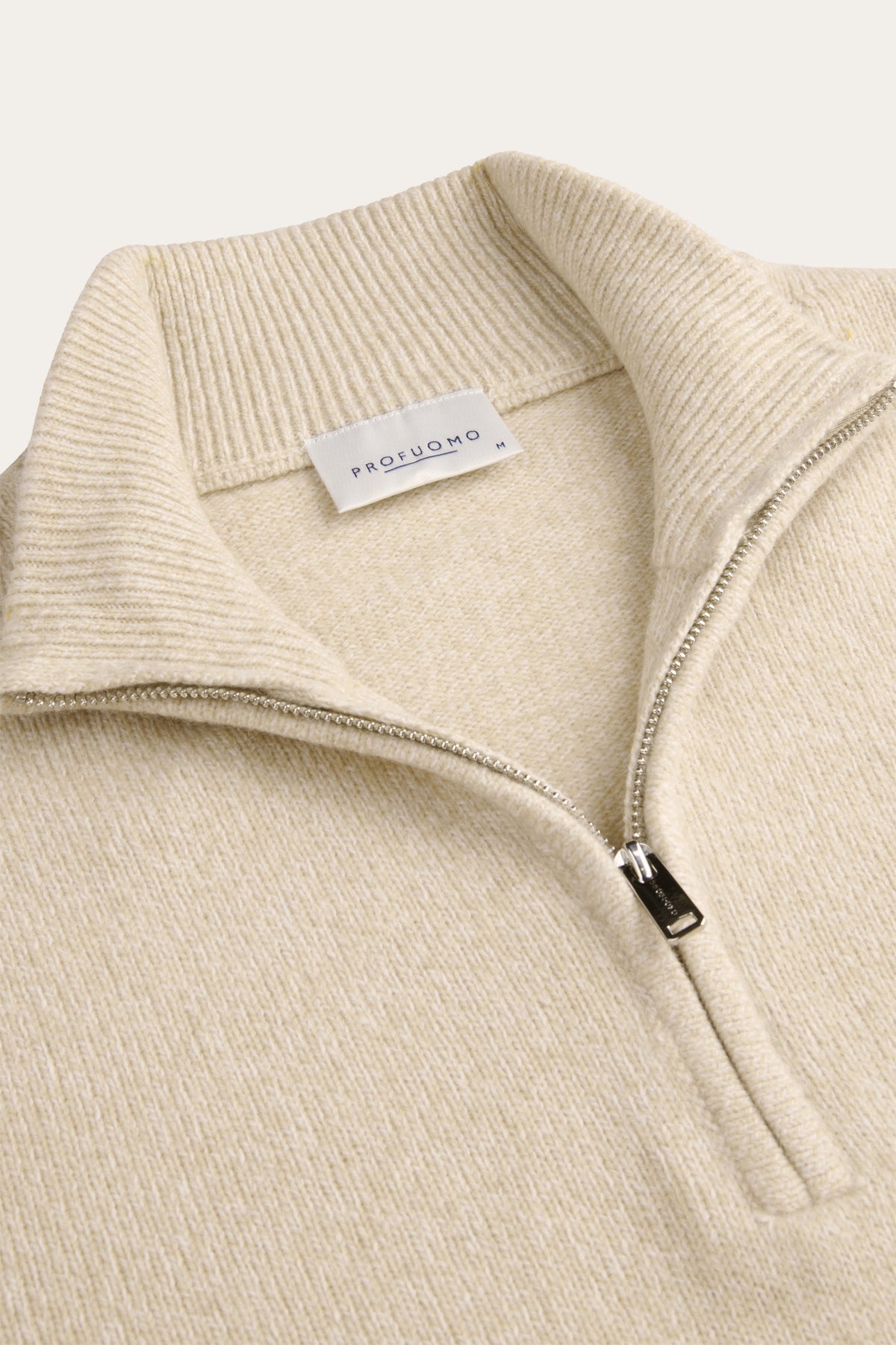 Zand two-tone wollen half zip