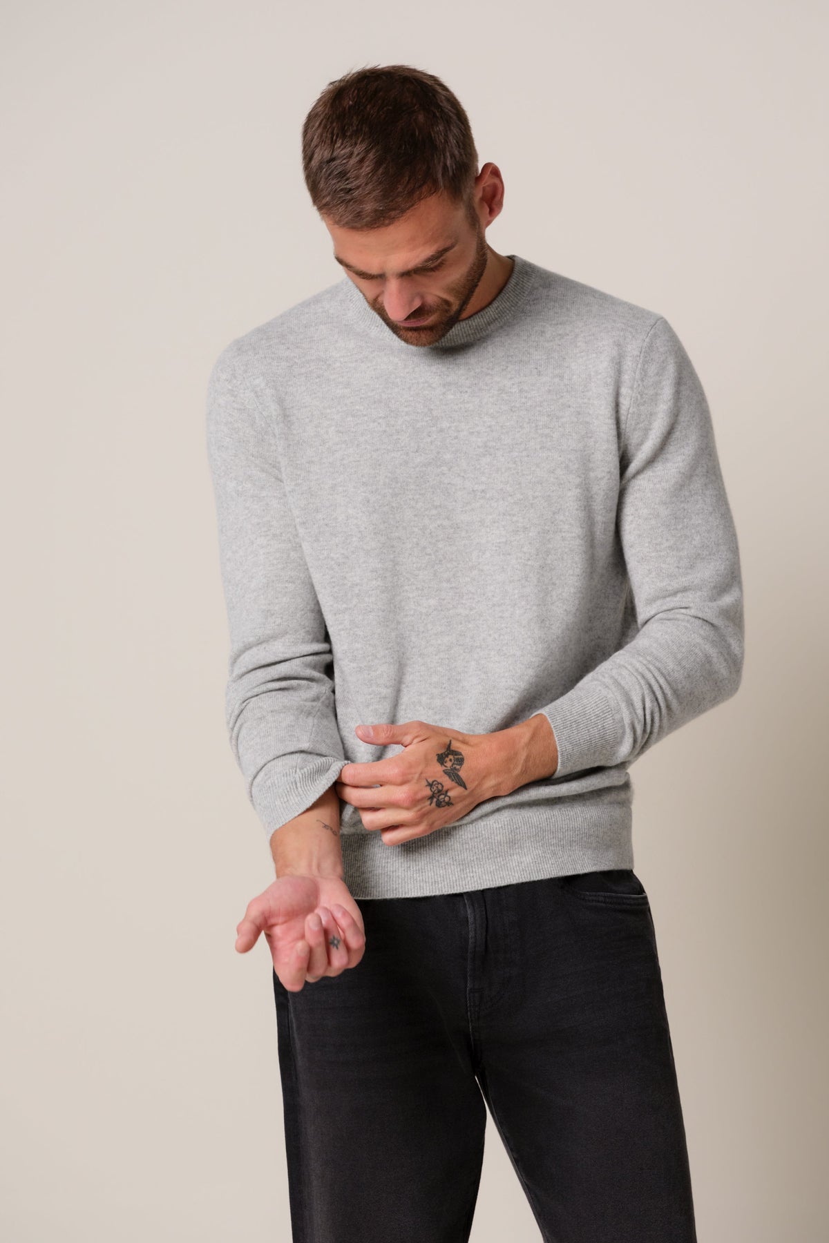 Grijze cashmere crewneck
