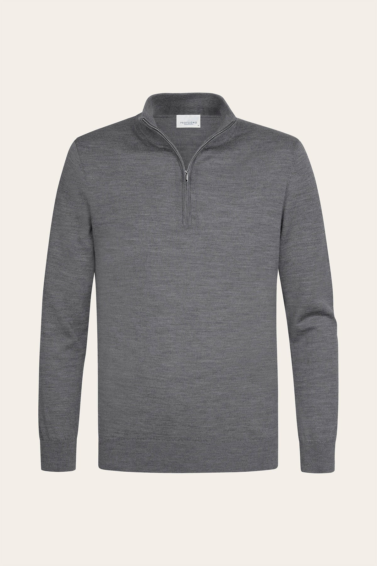Donkergrijze merino half zip