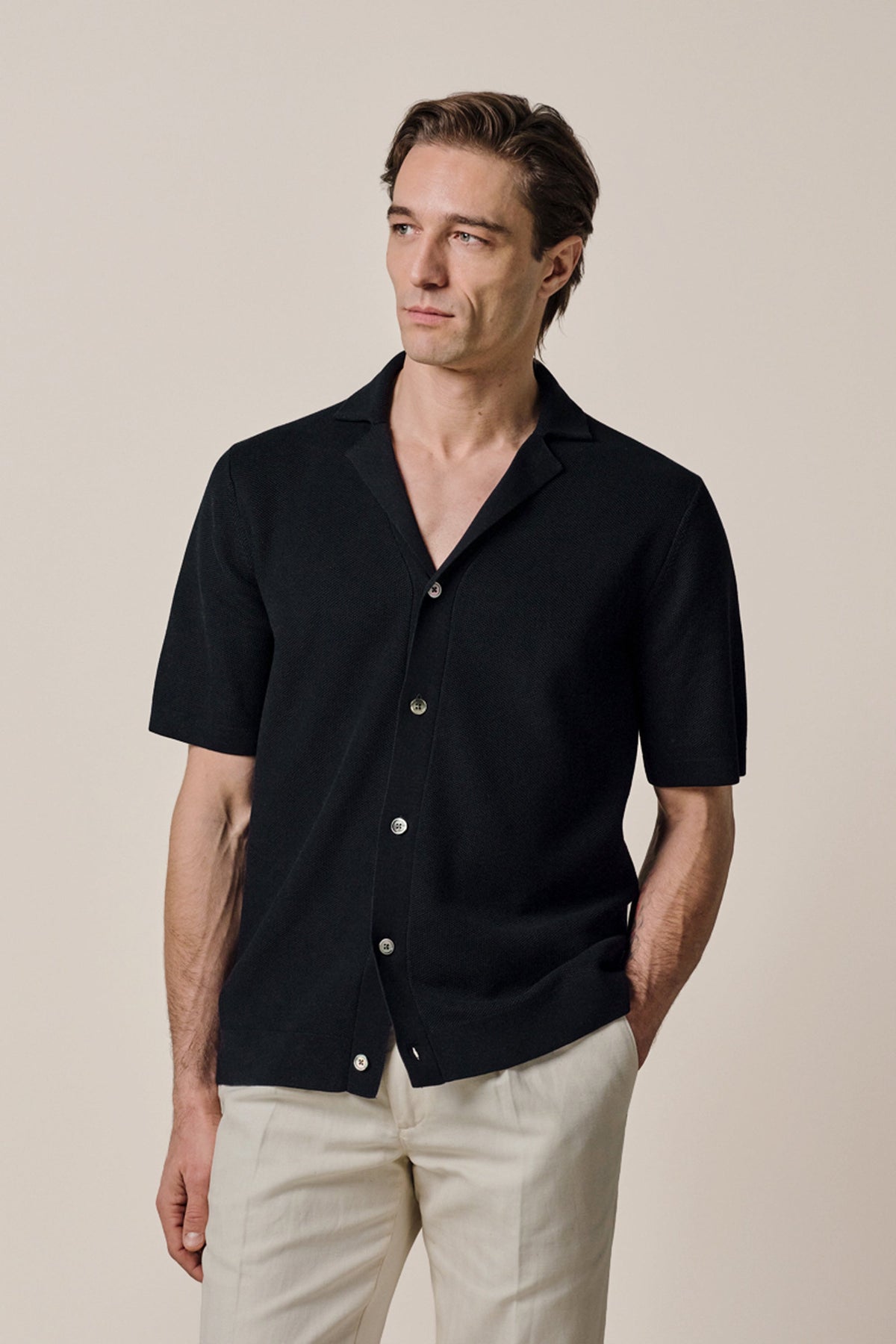 Navy Aero Ease camp button polo