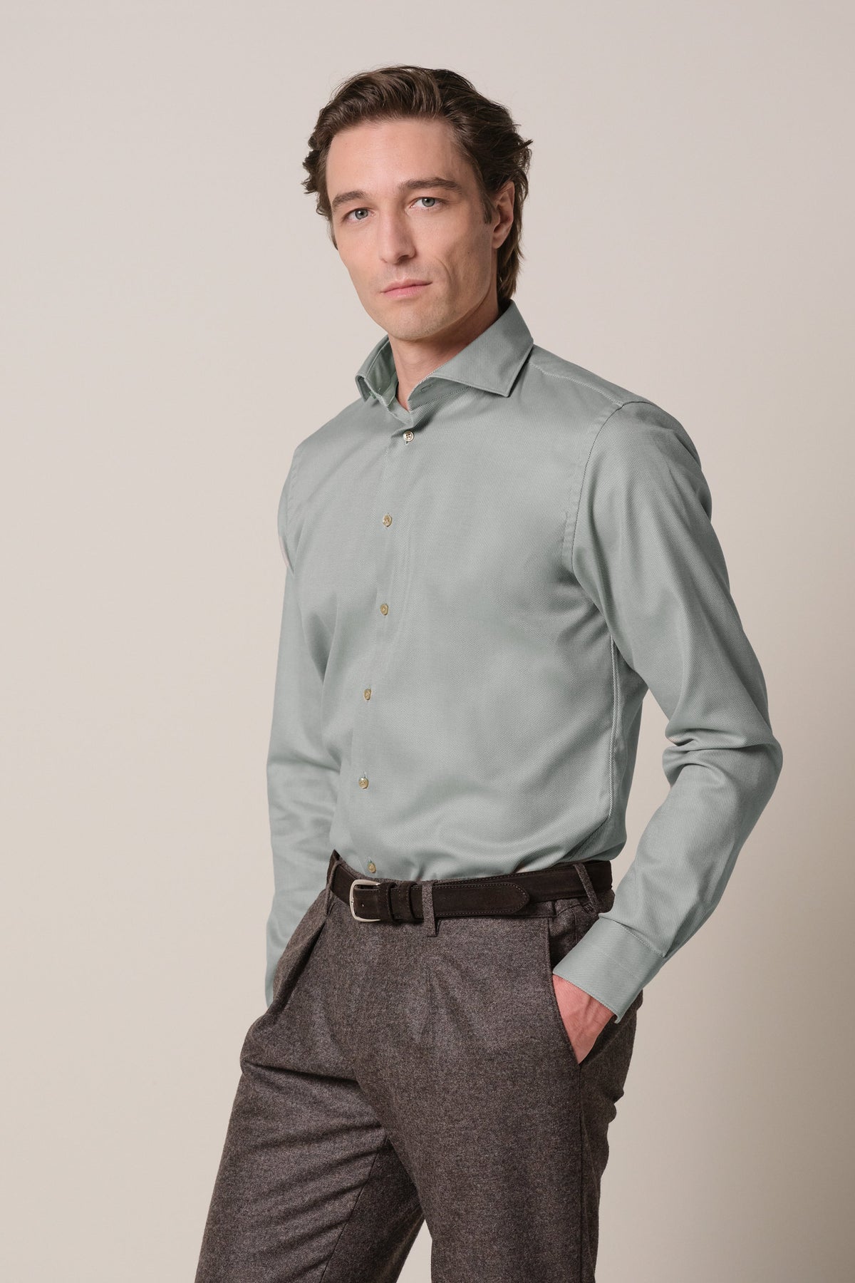Groen heavy twill overhemd