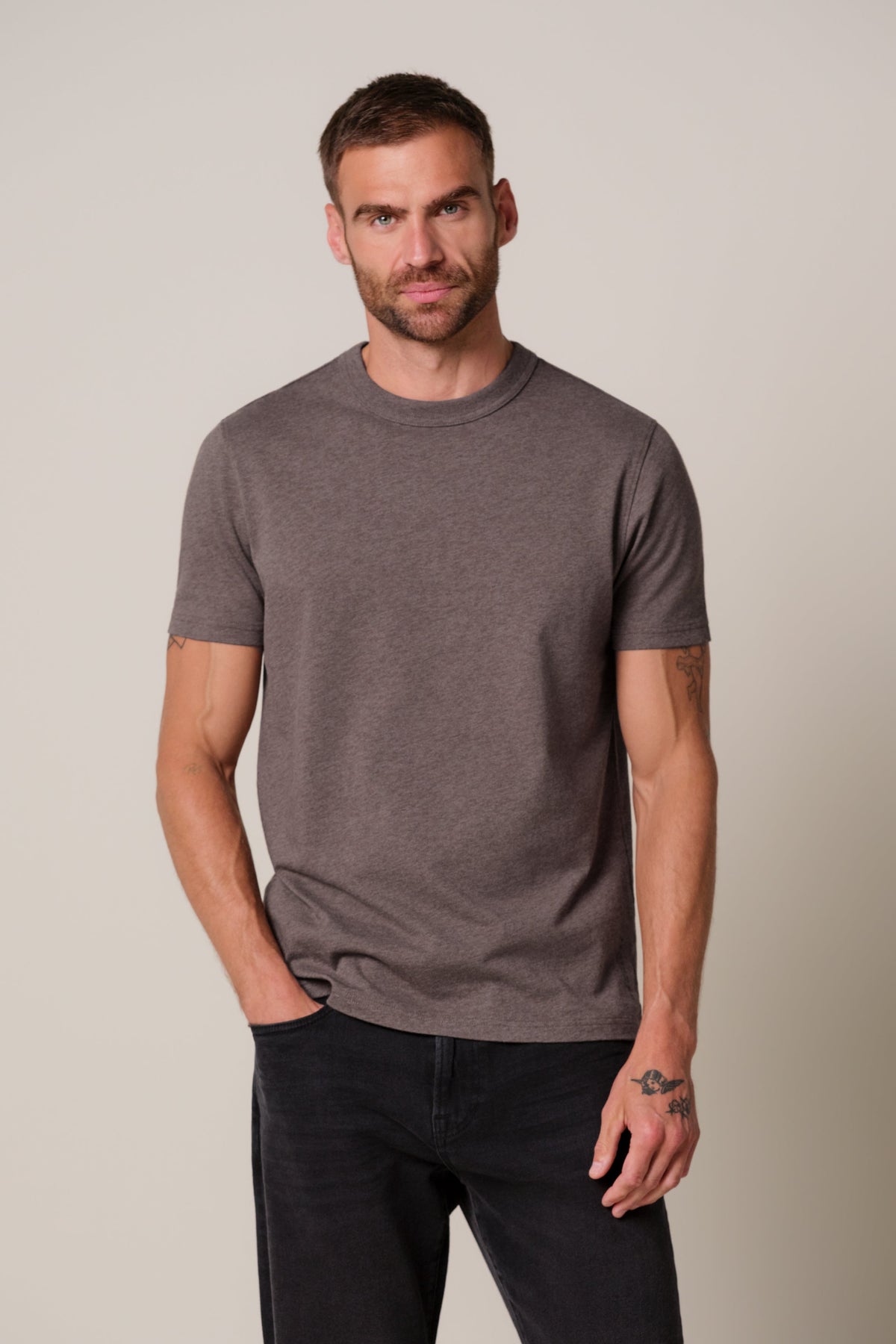 Donkerbruin basic jersey T-shirt