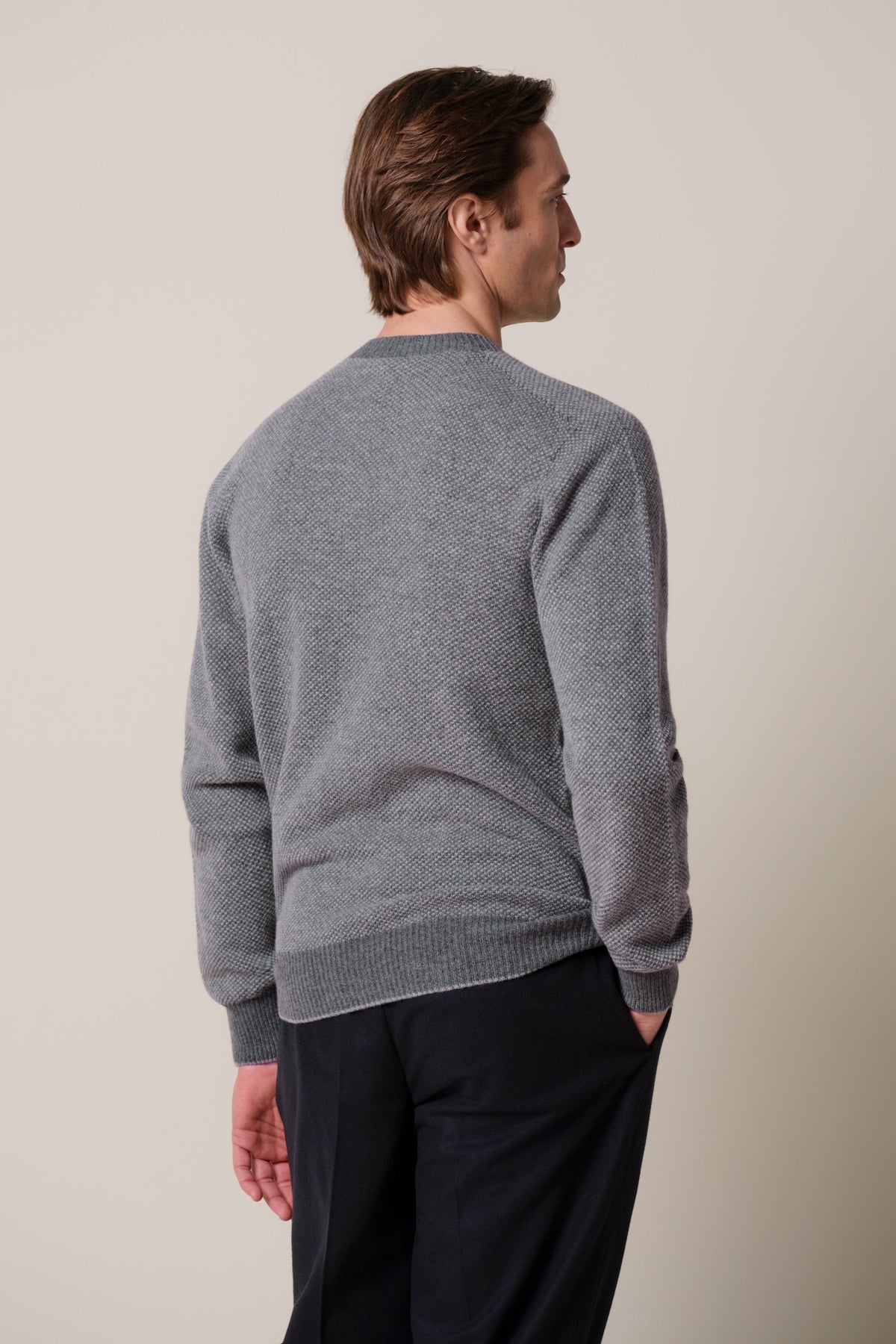 Grijze wollen cashmere crewneck