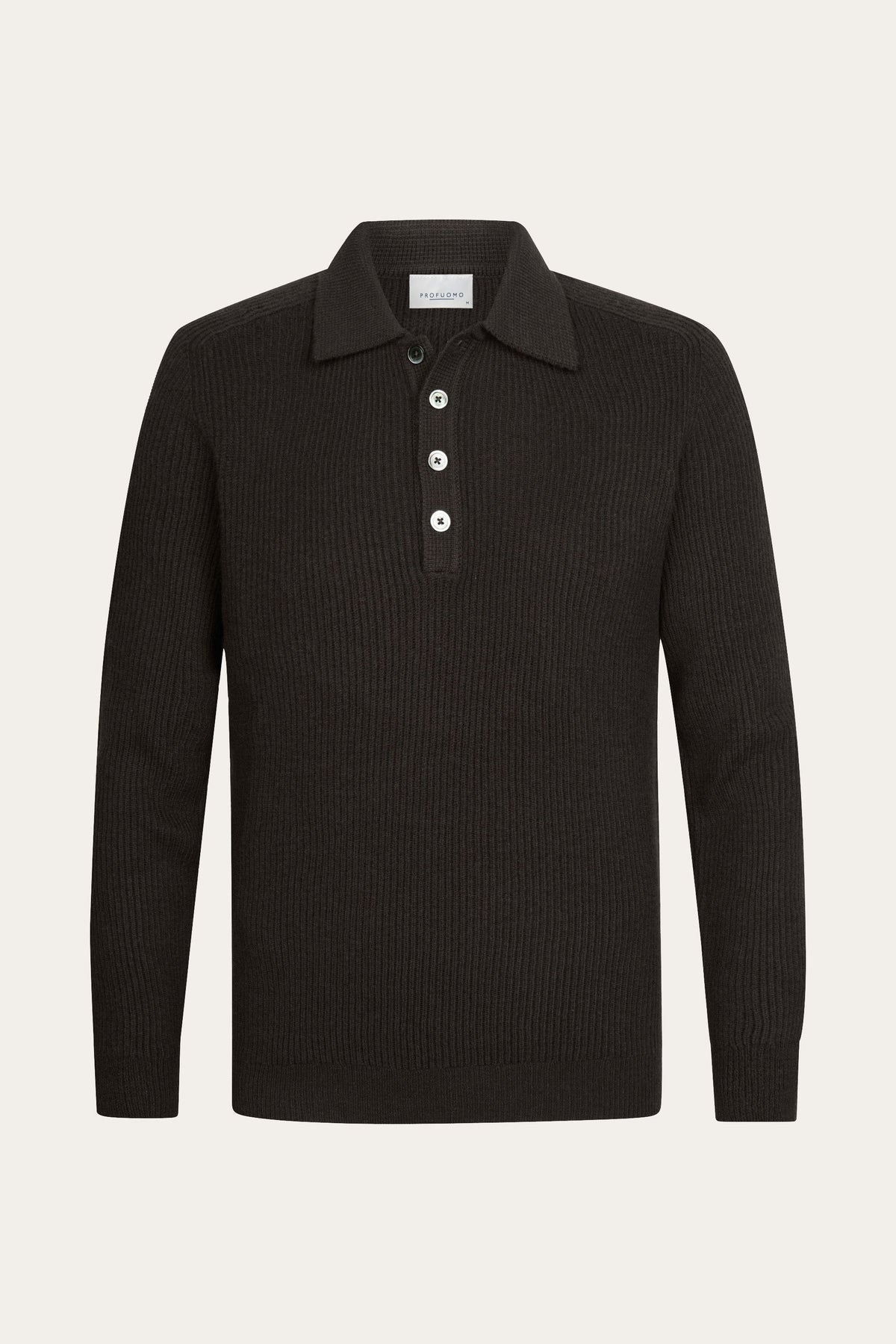 Donkerbruine heavy wollen polo
