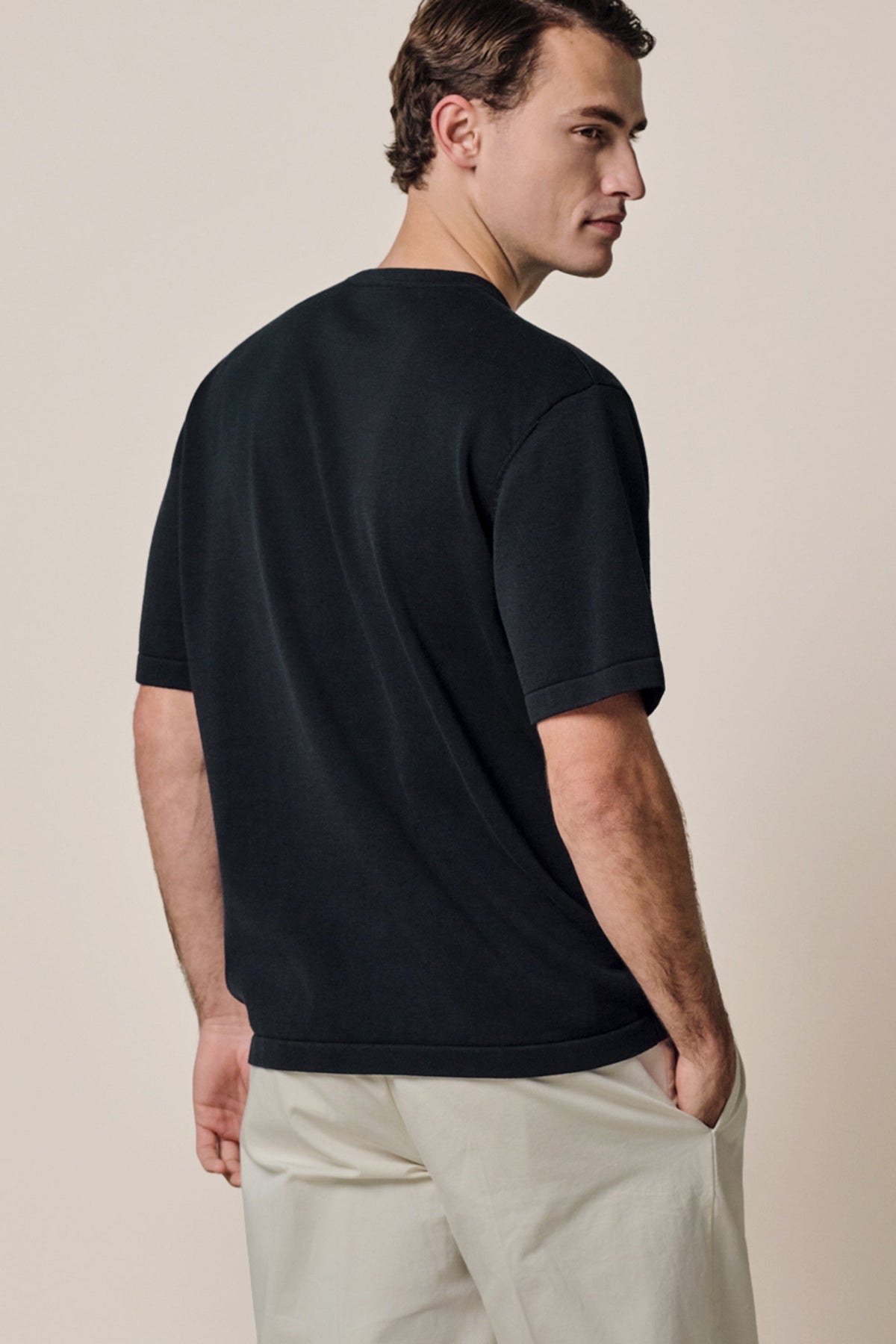 Navy katoenen t-shirt met borstzak