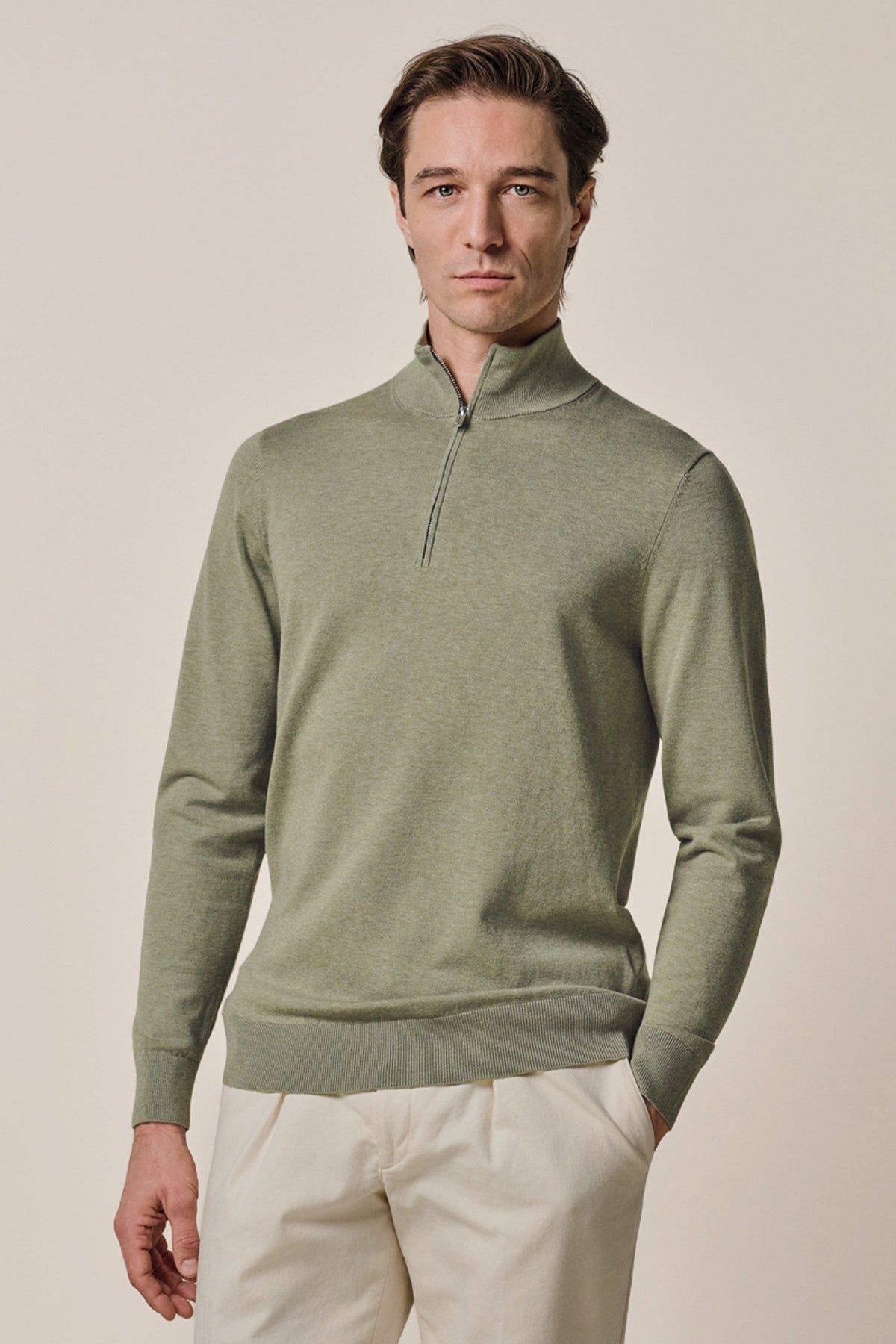 Groene Luxury Basic half zip