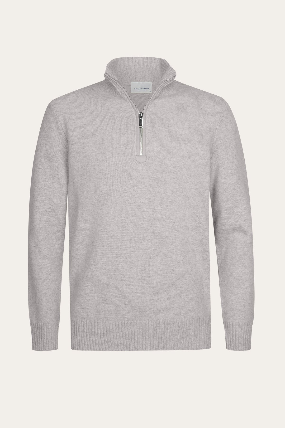Grijze soft wollen half zip