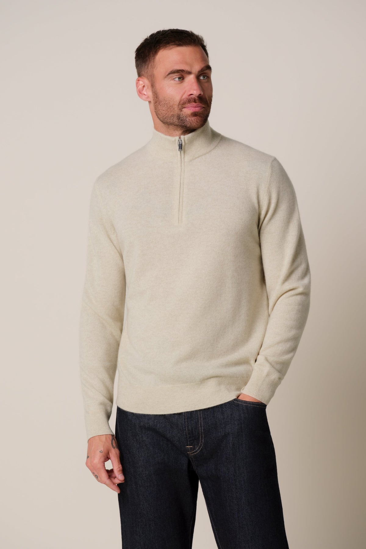 Zand cashmere half zip