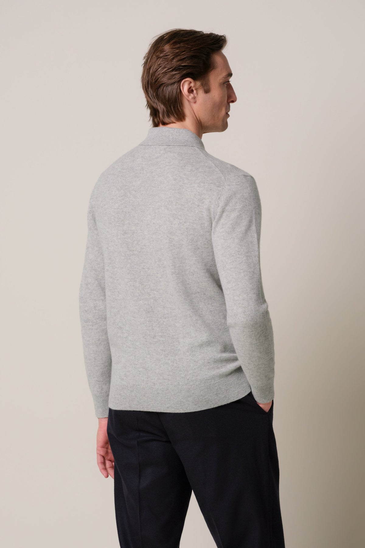 Grijze cashmere polo
