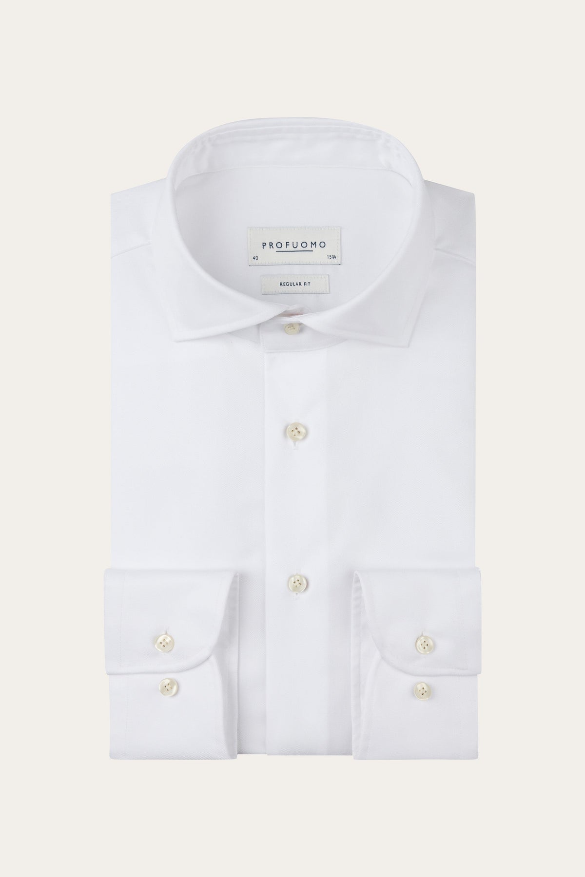 Wit two-ply twill overhemd