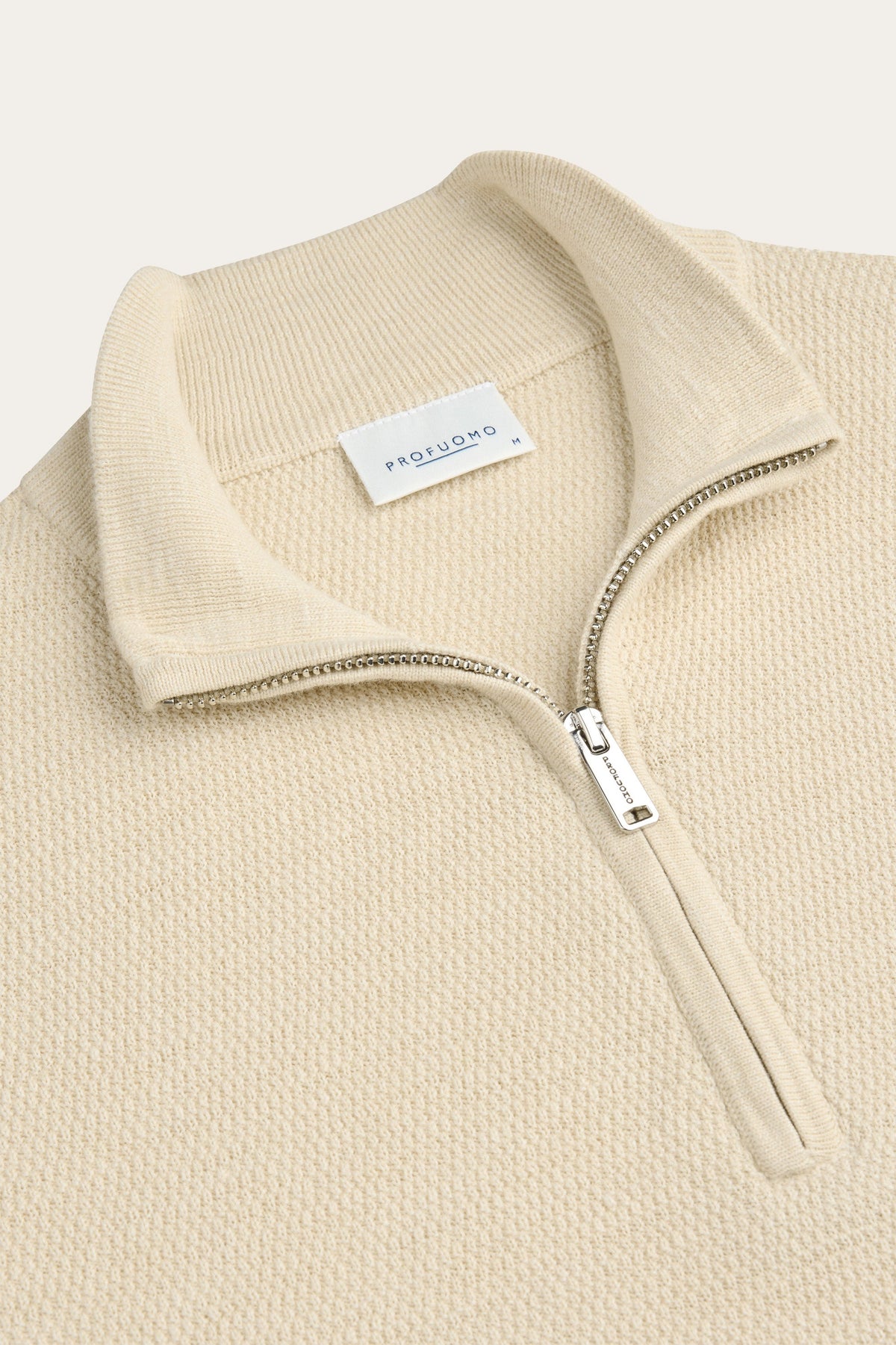 Off-white structuur half zip