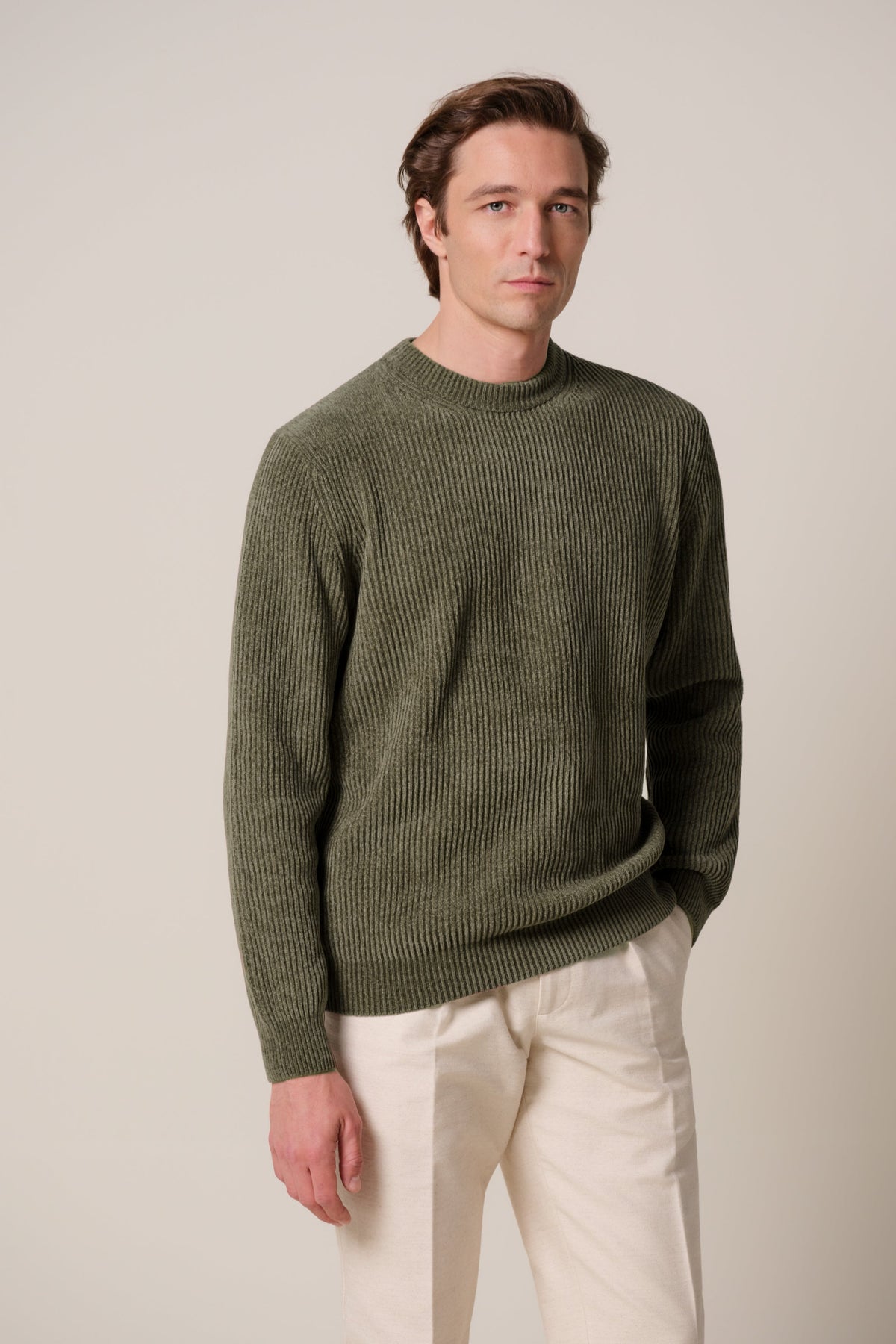 Groene chenille crewneck