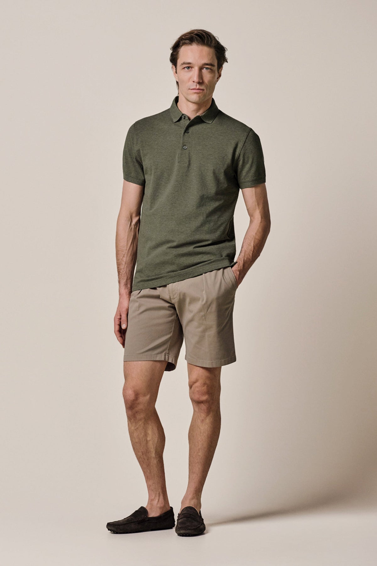 Groen stretch piqué polo