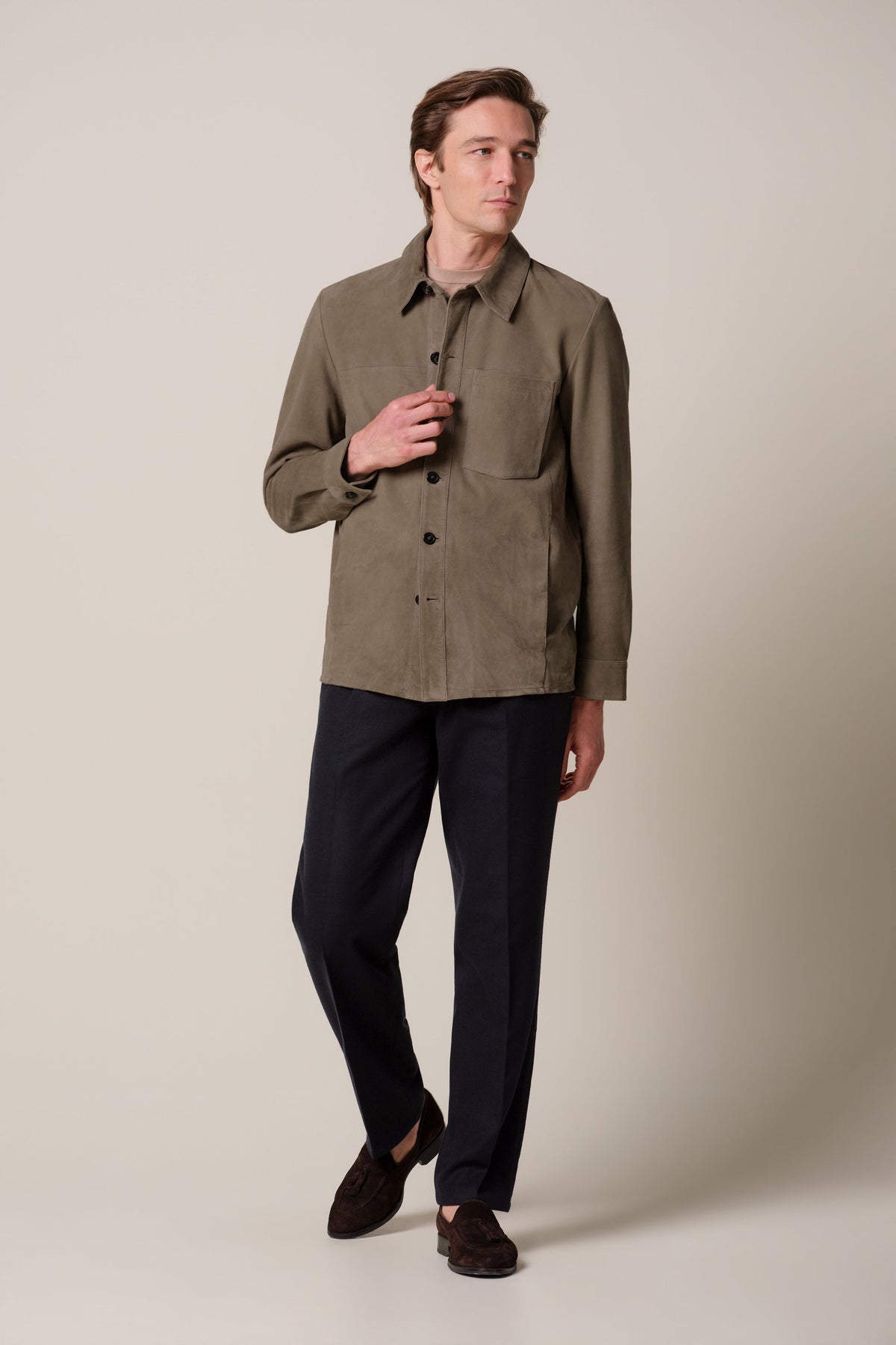 Taupe suede overshirt