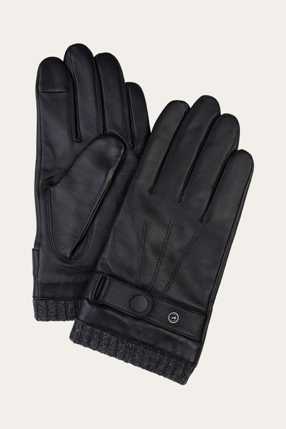 Zwarte lederen handschoenen