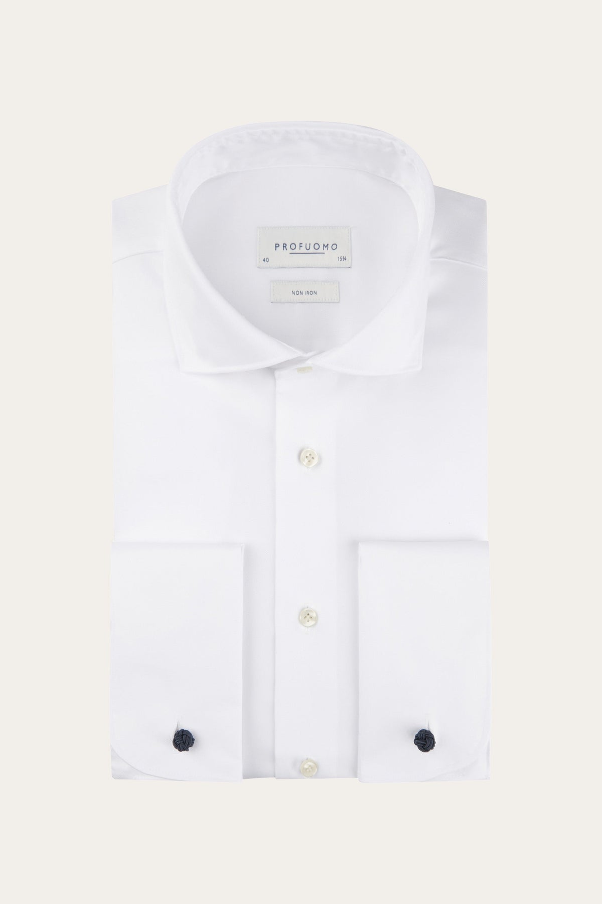 Wit two-ply twill overhemd