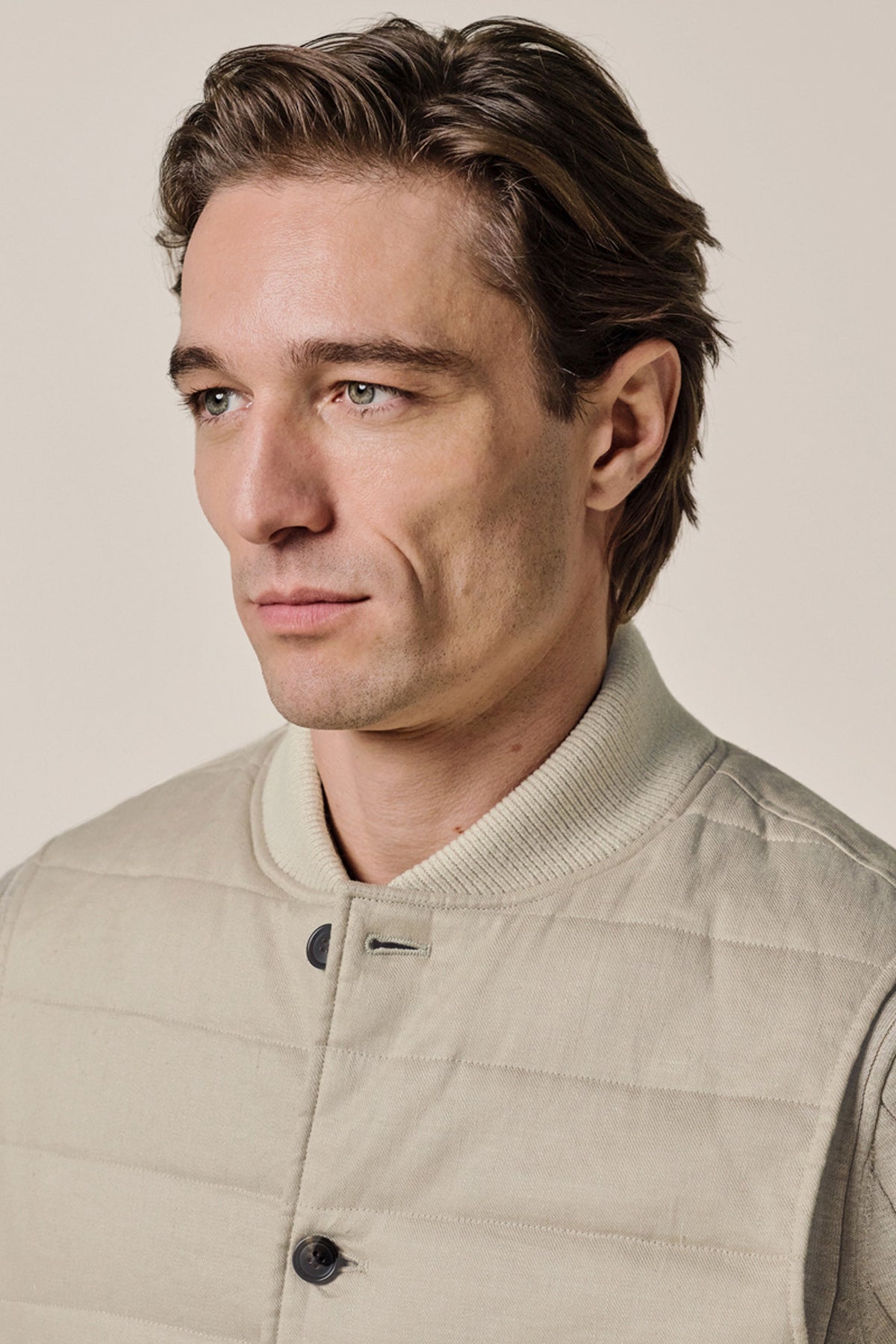 Beige linnen-katoen bodywarmer