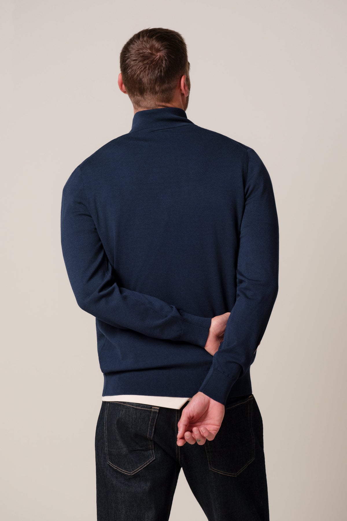 Donkerblauwe Luxury Basic half zip