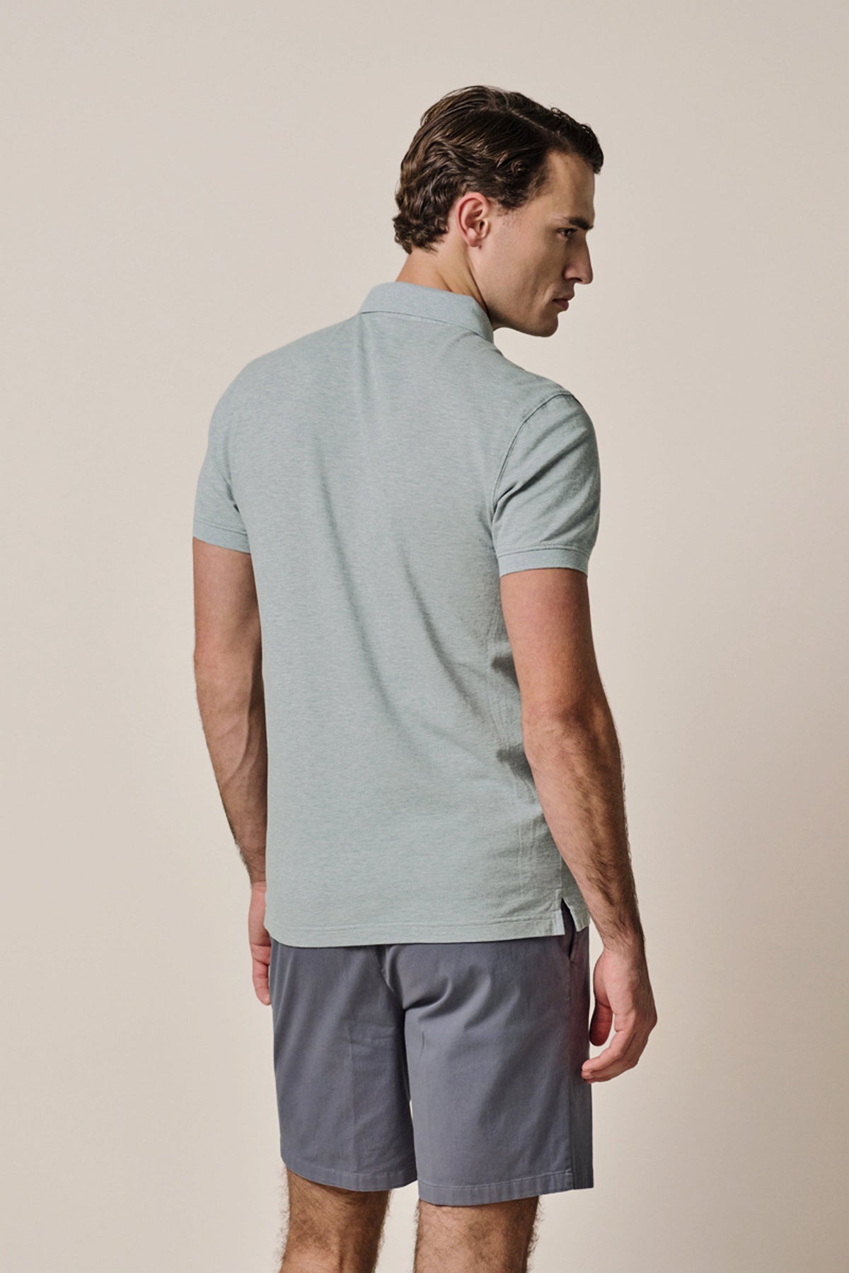 Lichtblauwe stretch piqué polo