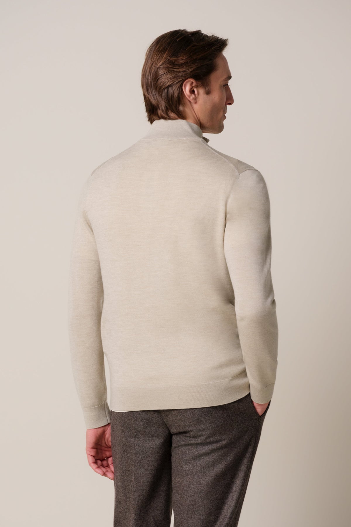 Beige merino half zip