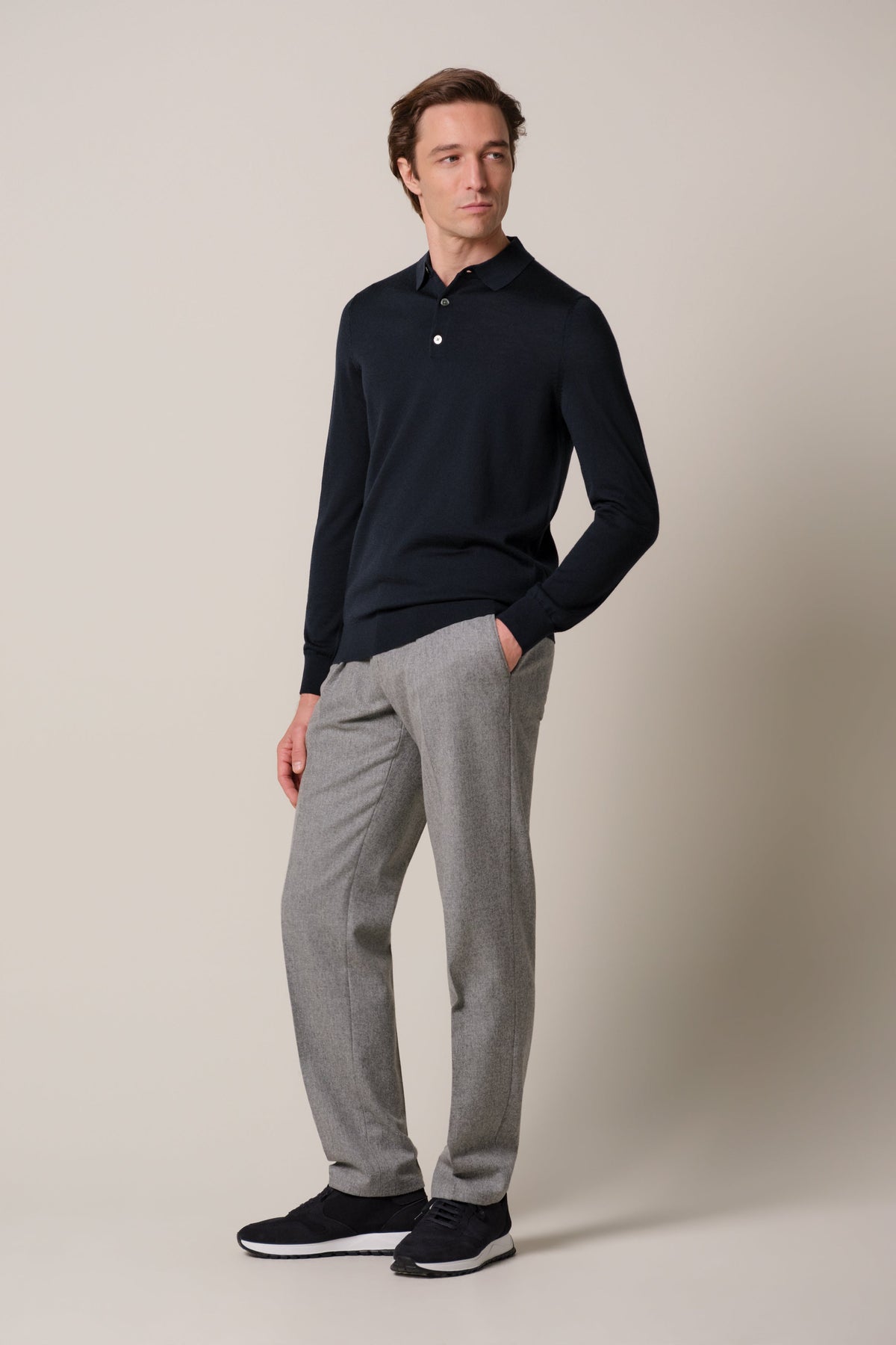 Navy merino polo