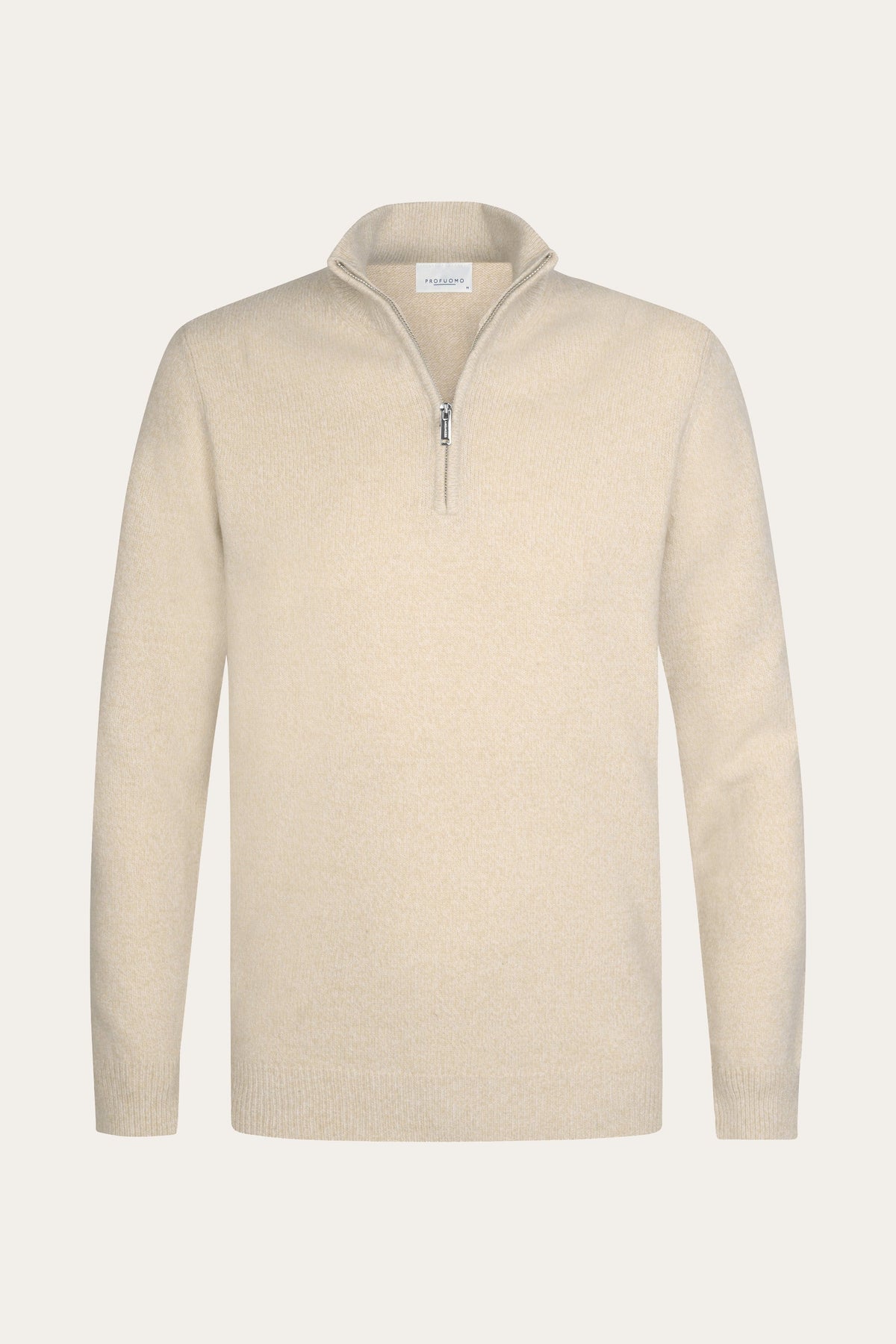 Zand two-tone wollen half zip
