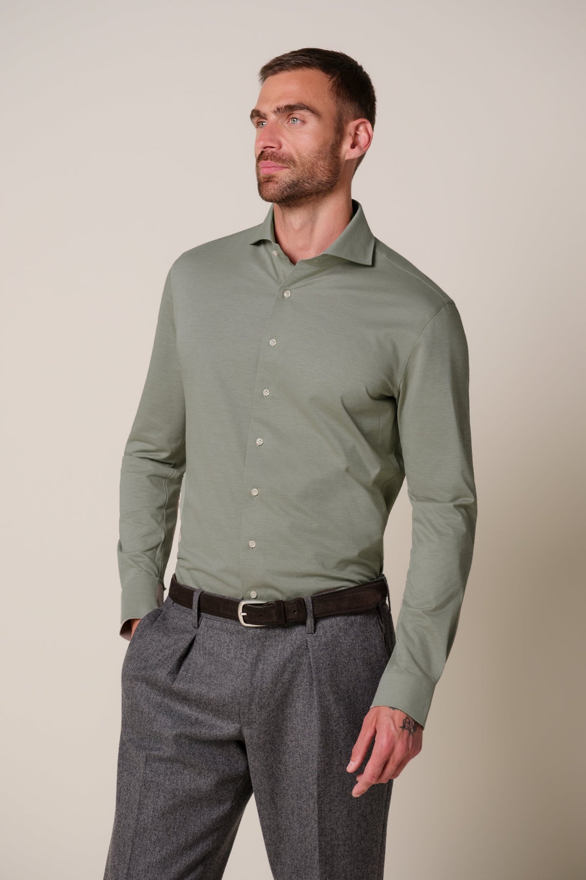 Groen Japanese knitted overhemd
