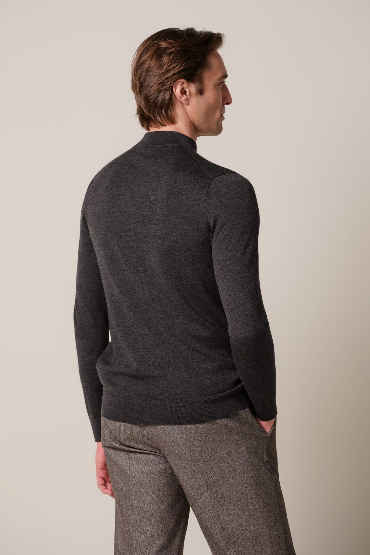 Donkerbruine merino mockneck