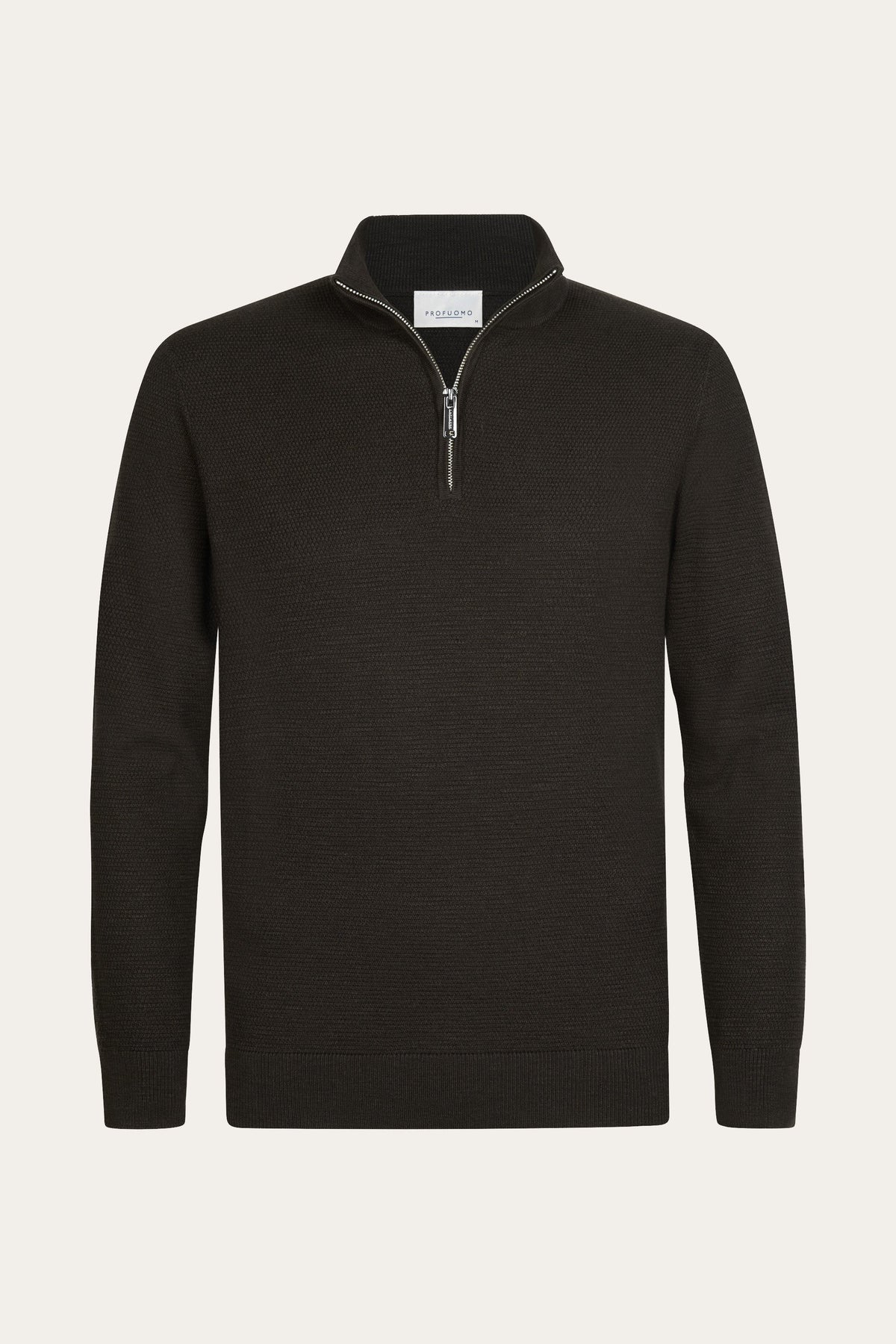 Donkerbruine structuur half zip