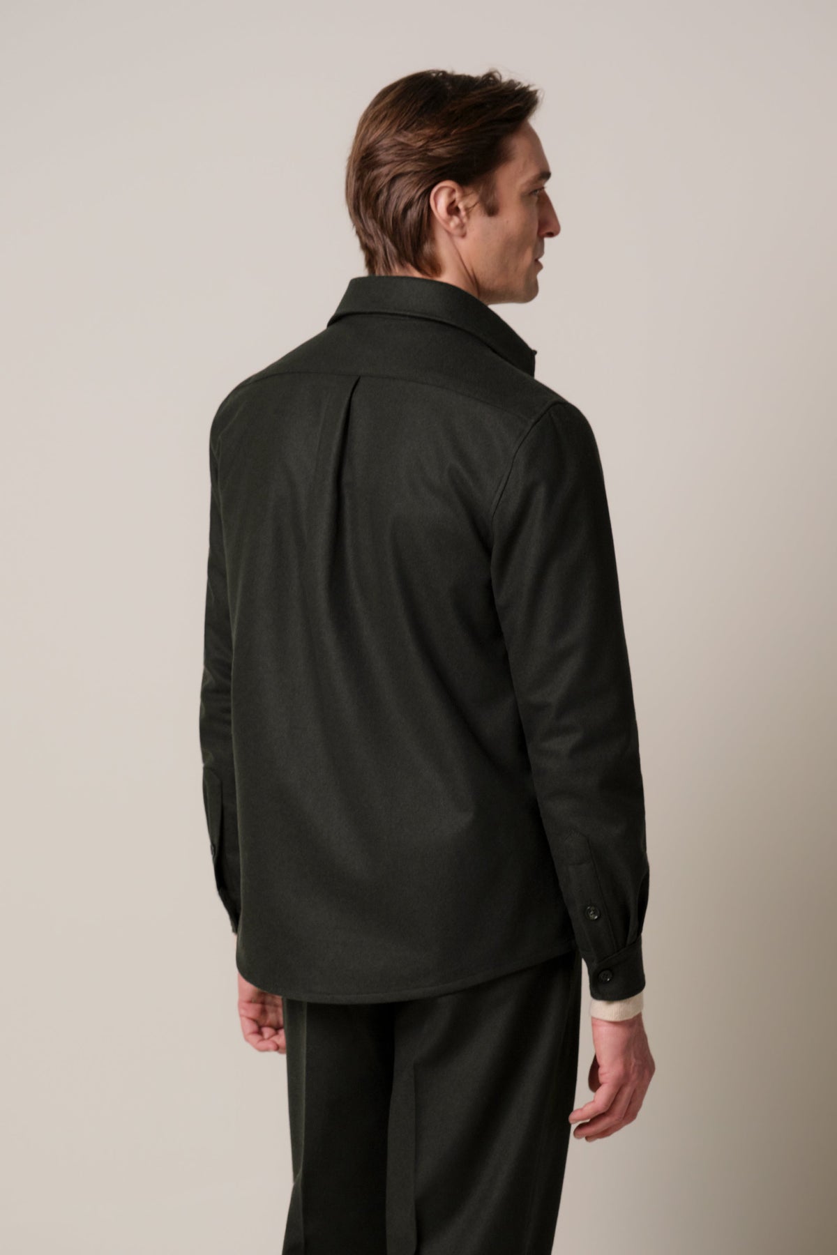 Bruin melton wollen overshirt