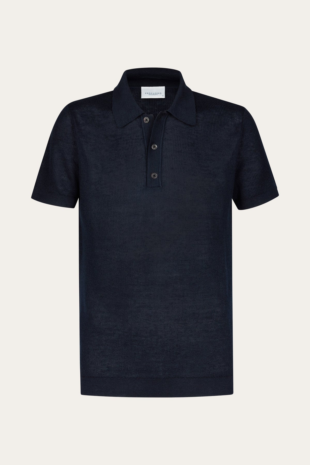 Navy linnen-katoen polo