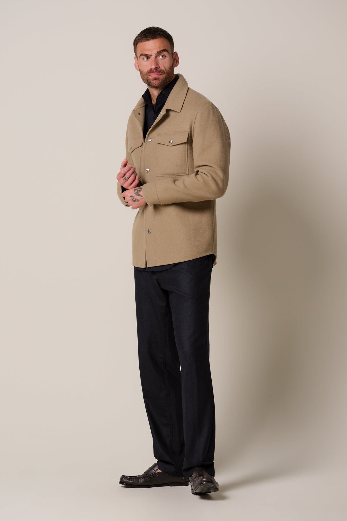 Cognac press button overshirt