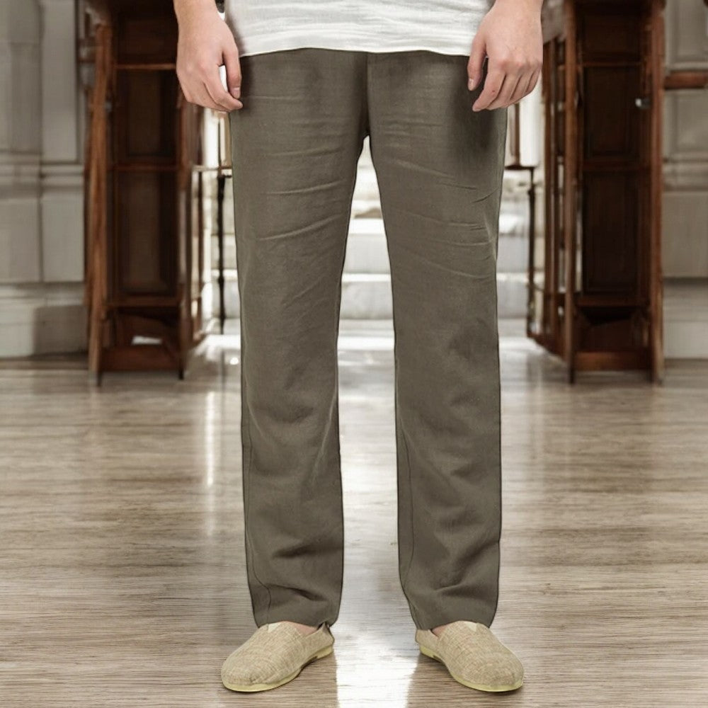 Green Linen Trousers for Men