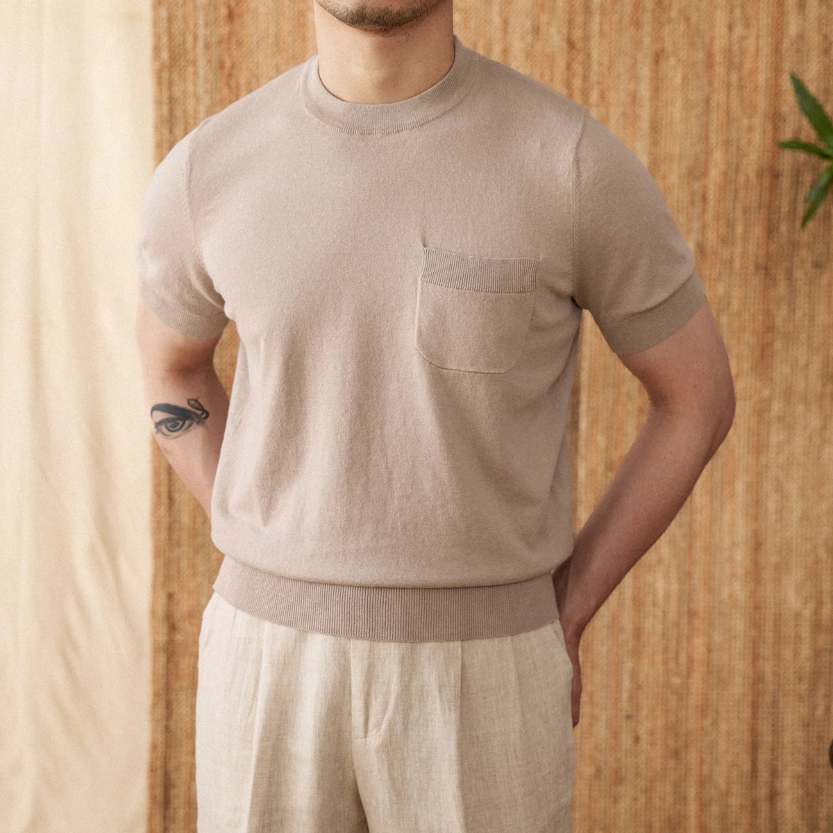 Beige linnen T-shirt