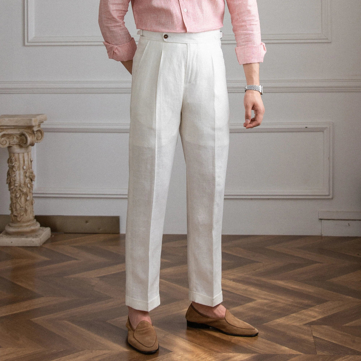 Men’s Pleated Linen Trousers