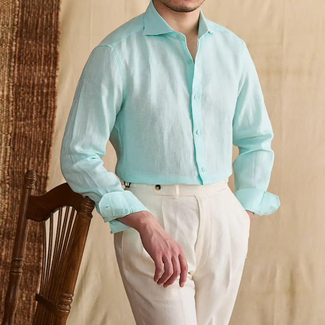 Green Linen Men's Shirt